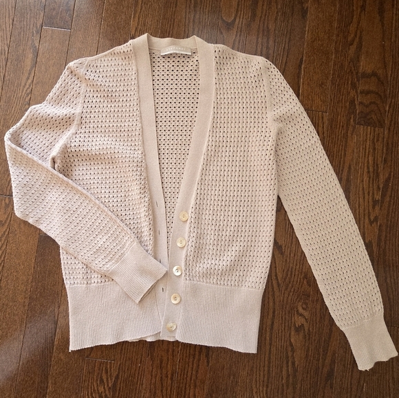 STEFANEL Italy Cream Beige Cardigan Sweater Knit Buttons Seamless Size S - Picture 2 of 5